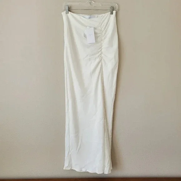 IRO Paris Hagat Shirred White Maxi Skirt with Slit Size 38 6 - Picture 9 of 15